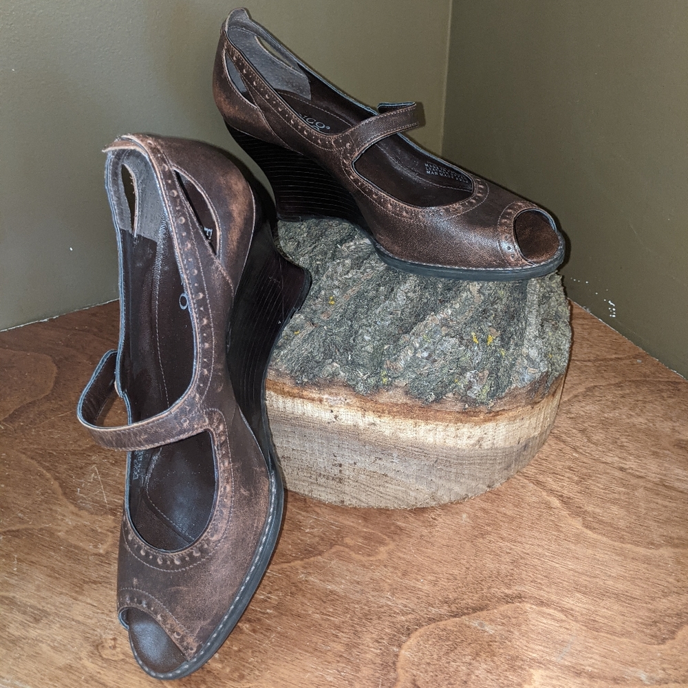 Fraco Sarto brown wedge shoes
